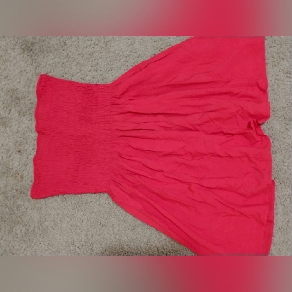 A red mini dress or red strapless stop